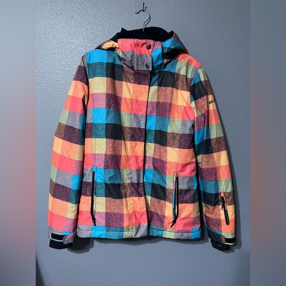 GSOU SNOW Ski Jacket Warm Winter Snow Coat Plaid Unisex Sz M 10K Regular Fit EUC - Picture 2 of 10